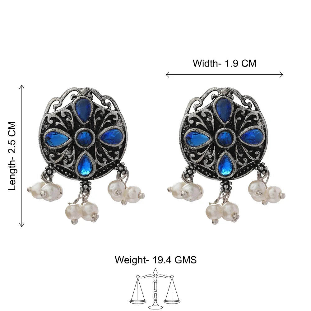 Peacock glow stone studded dangler earrings & Gem Globe stud earrings Combo set