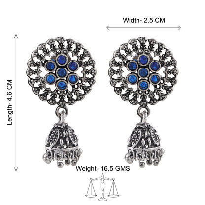 Meena Manjari Jhumki earrings (Blue)