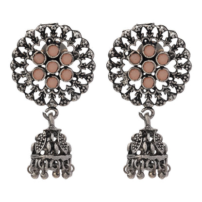 Meena Manjari Jhumki earrings (Light Orange)