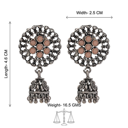 Meena Manjari Jhumki earrings (Light Orange)
