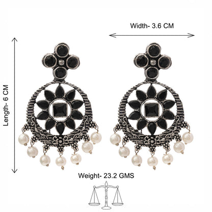 Peacock glow stone studded dangler & Flower Rangoli Pearl dangler Combo set