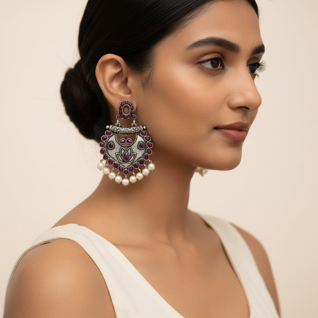Phuljhadi prestine Dangler earrings (Red)