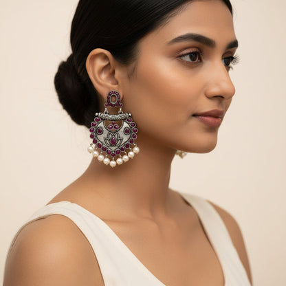 Phuljhadi prestine Dangler earrings (Red)