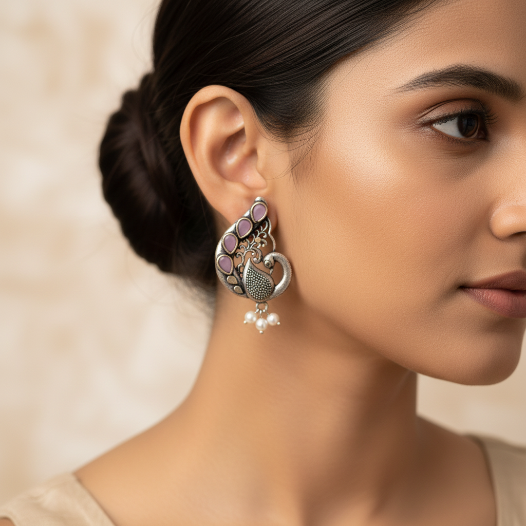 Ferocious Feathers stud earrings (Baby Pink)