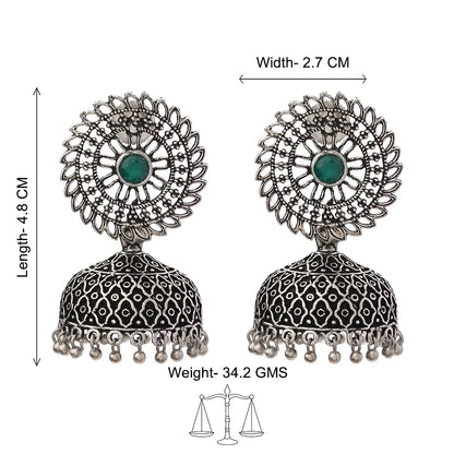 Peacock glow stone studded dangler earrings & Jhilmil jhumki earring Combo set