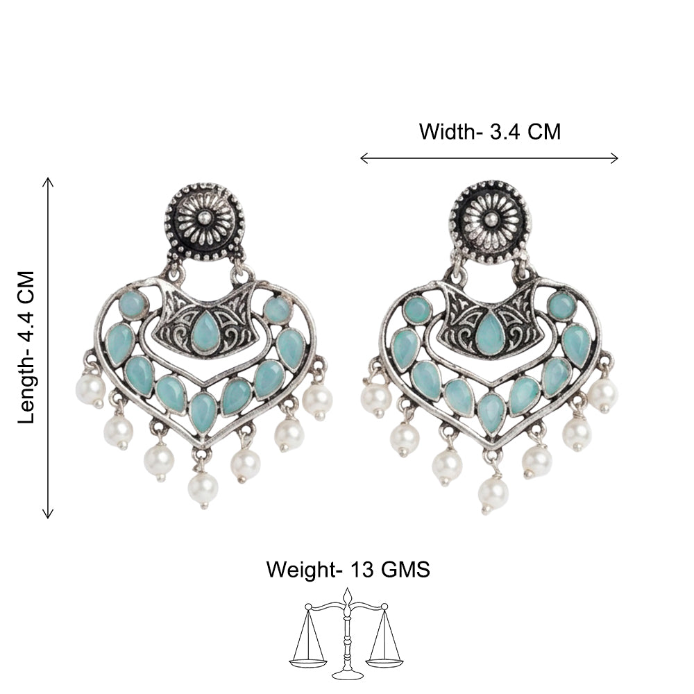 Carved Charm Dangler earrings (White) Patra dangler earrings (Mint) Combo set