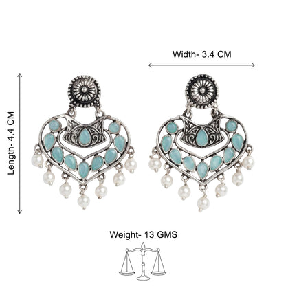 Carved Charm Dangler earrings (White) Patra dangler earrings (Mint) Combo set