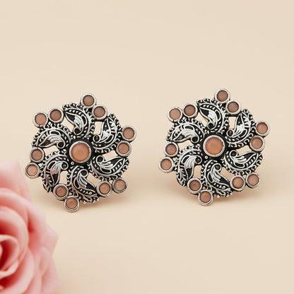 Aabroo sparkle stud earrings (Light Orange)