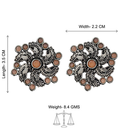 Aabroo sparkle stud earrings (Light Orange)