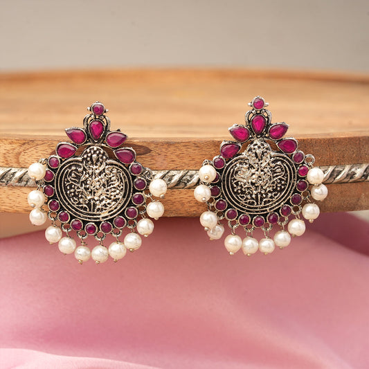 Royal flare stud earrings (Red)