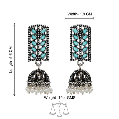 Peacock glow stone studded dangler & Regal leaffall stone studded jhumki set
