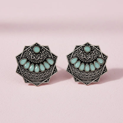 Mandala Hexa stud earrings (Mint)