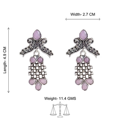 Carved Charm Dangler earrings (White) Twilight Tassles pearl dangler earrings (Baby Pink) Combo set