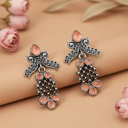 Twilight Tassles pearl dangler earrings (Light Orange)