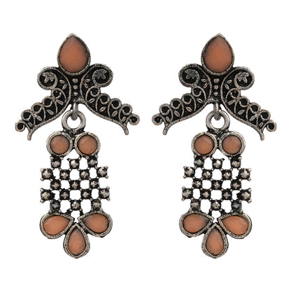 Twilight Tassles pearl dangler earrings (Light Orange)