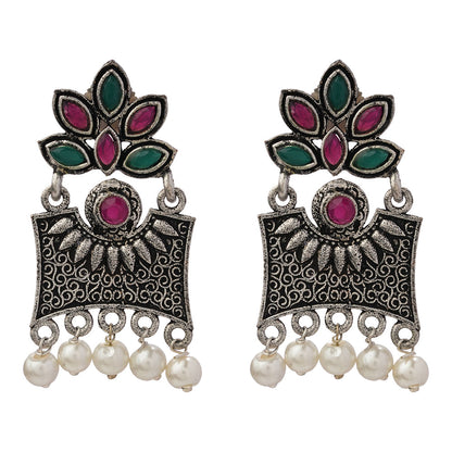 StylishKudi Oxidised Silver Earrings&Chandbali Earrings ComboSet for Women&girl