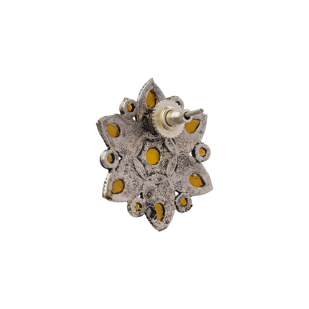 flower-alpana stud earrings (Yellow)