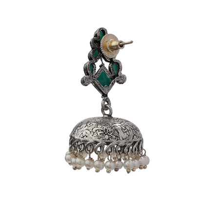 Dazzle Dome pral jhumki earrings (Green)