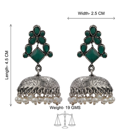 Dazzle Dome pral jhumki earrings (Green)