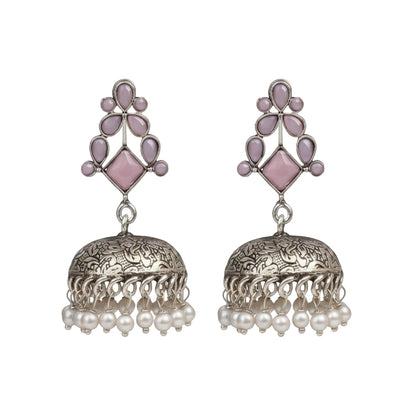 Dazzle Dome pral jhumki earrings (Baby Pink)