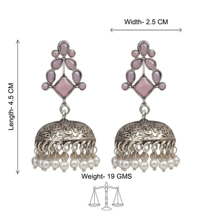 Dazzle Dome pral jhumki earrings (Baby Pink)