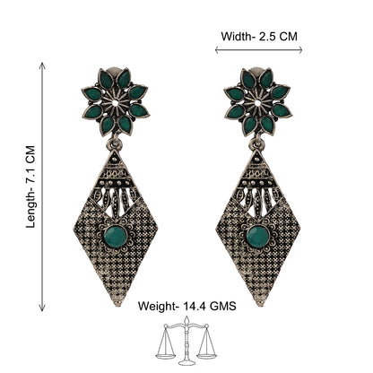 Kite delight stone studded dangler earrings (Green)