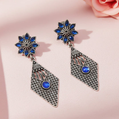 Kite delight stone studded dangler earrings (Blue)