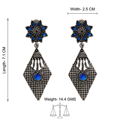 Kite delight stone studded dangler earrings (Blue)