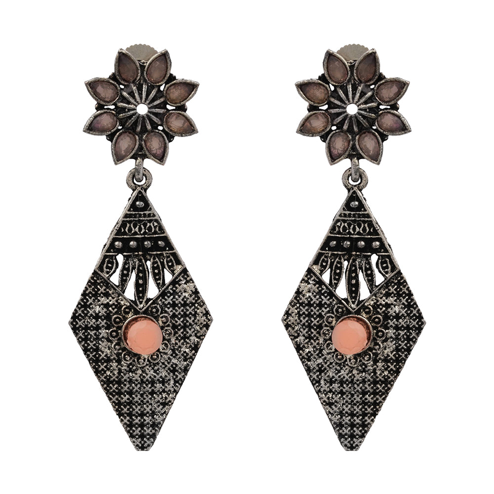 Kite delight stone studded dangler earrings (Light Orange)