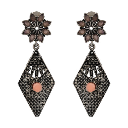 Kite delight stone studded dangler earrings (Light Orange)
