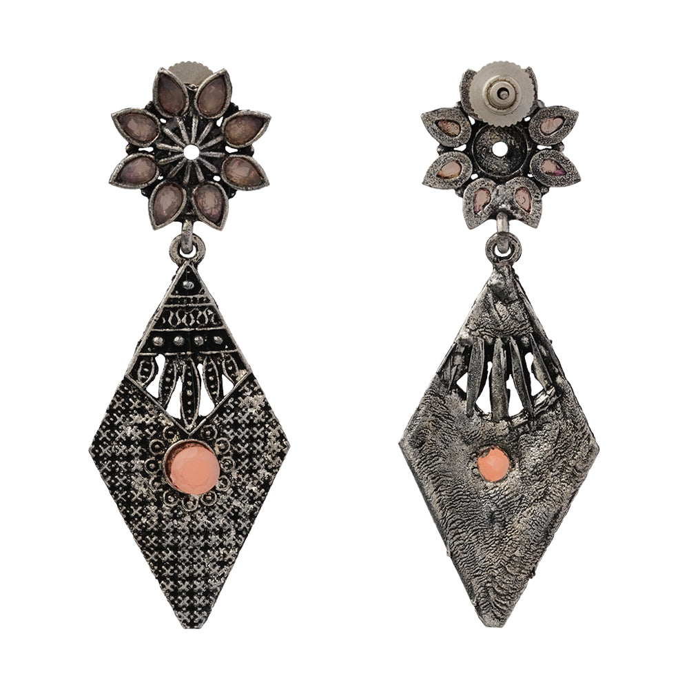 Kite delight stone studded dangler earrings (Light Orange)