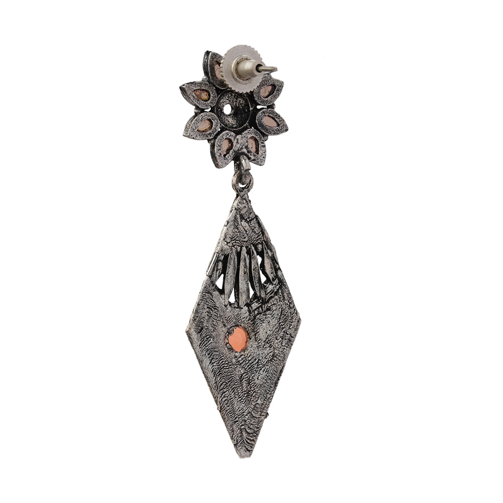 Kite delight stone studded dangler earrings (Light Orange)