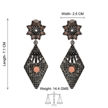 Kite delight stone studded dangler earrings (Light Orange)