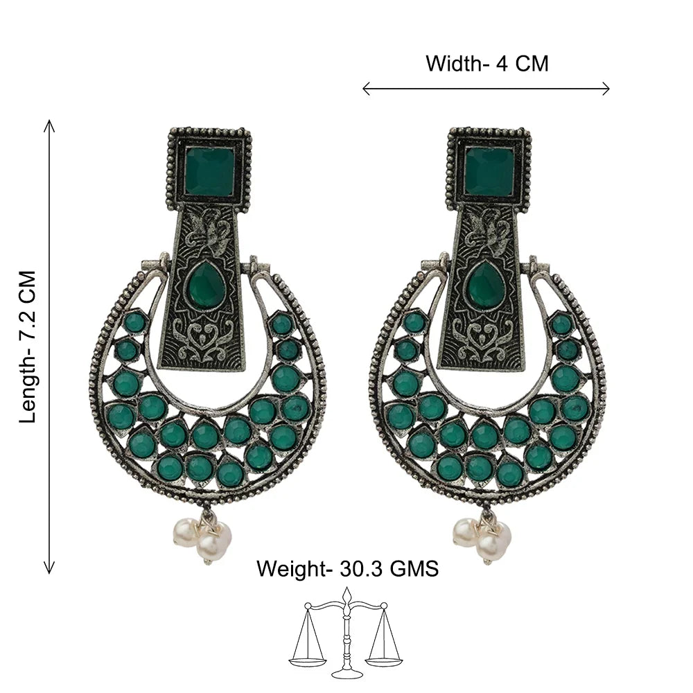 Peacock glow stone studded dangler & Moonfall stone studded dangler Combo set