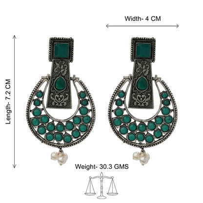 Peacock glow stone studded dangler & Moonfall stone studded dangler Combo set
