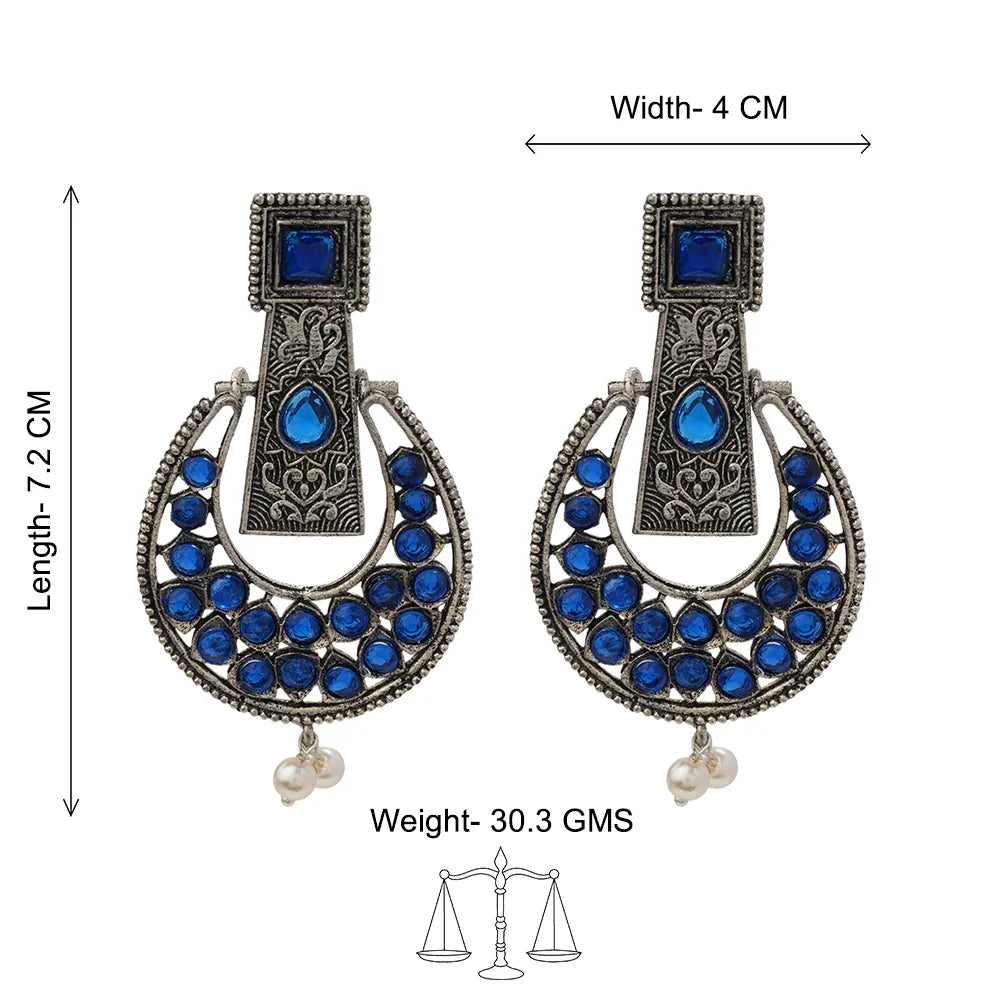 Peacock glow stone studded dangler & Moonfall stone studded dangler Combo set