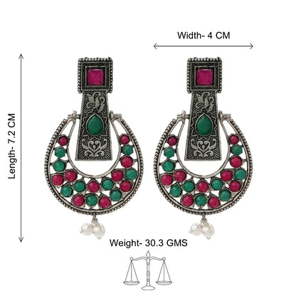 Peacock glow stone studded dangler & Moonfall stone studded dangler Combo set