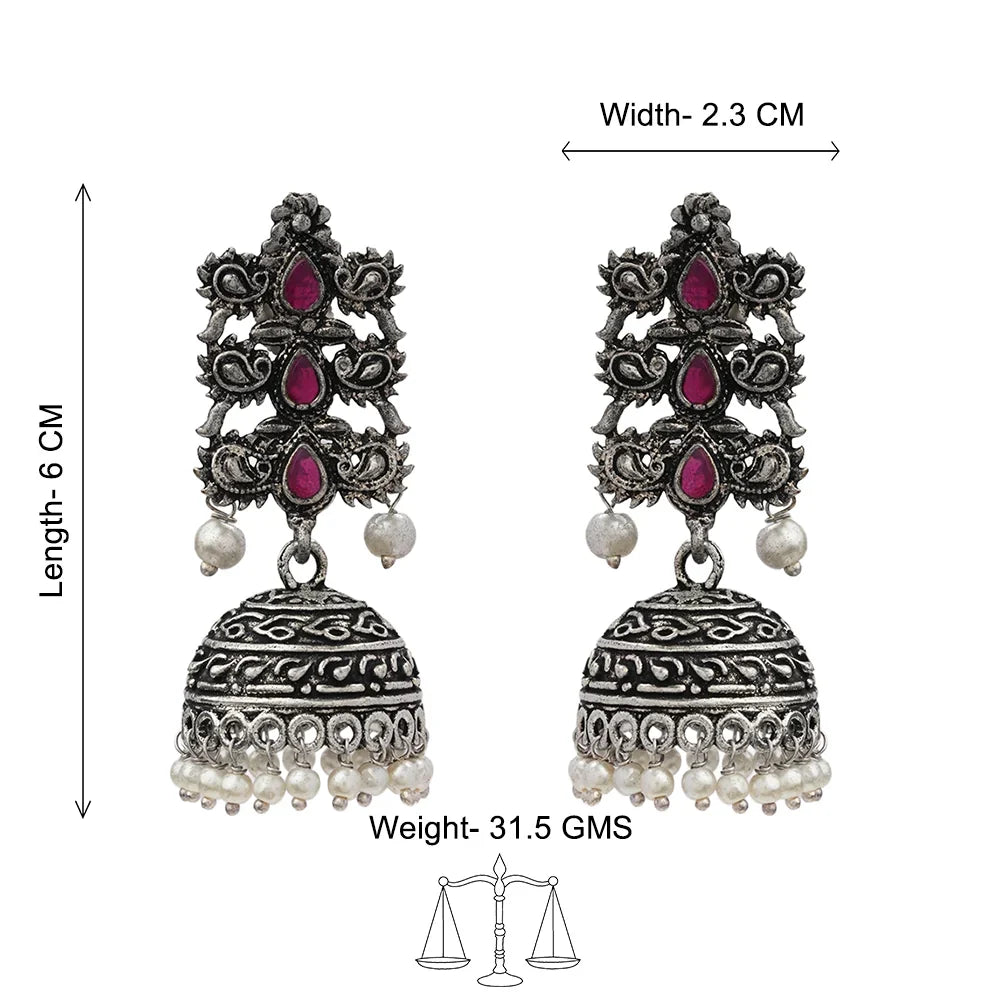 Peacock glow stone studded dangler & Sitara stone studded jhumki Combo set