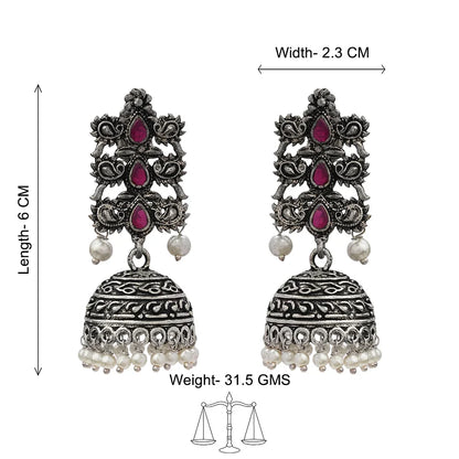 Peacock glow stone studded dangler & Sitara stone studded jhumki Combo set