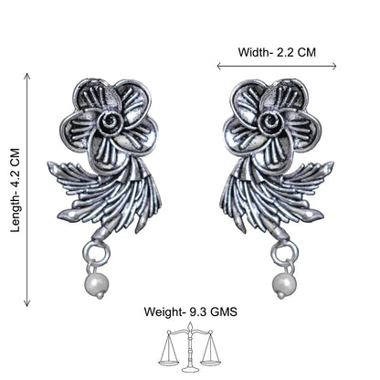Kalash Kamal earring  Floral Swirl stud earrings (Silver) Combo set