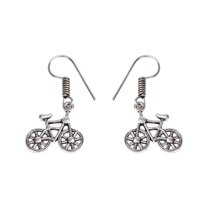 Leaf Cascade jhumki earrings (Red) Cycle Charm Dangler earrings (Silver) Combo set