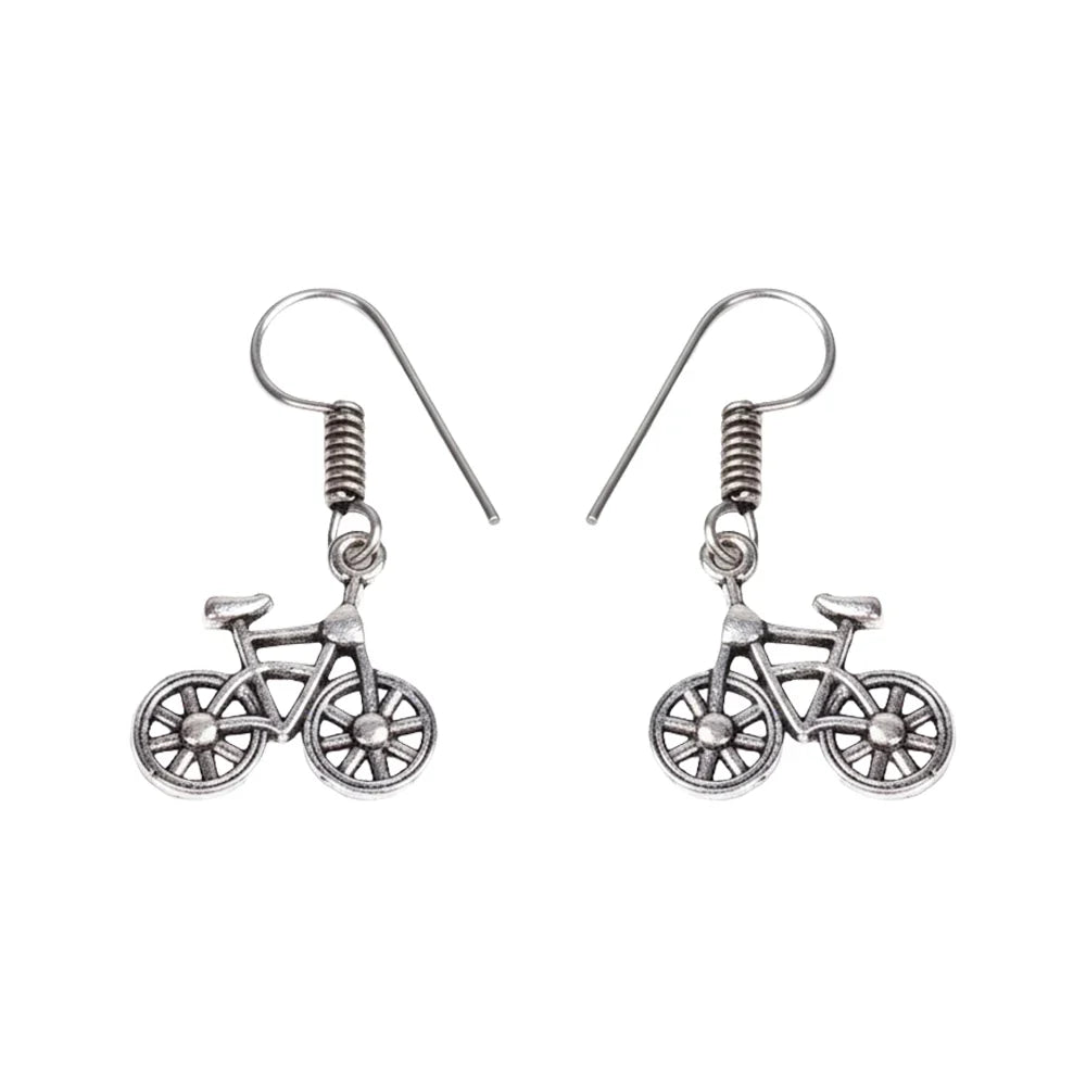 Carved Charm Dangler earrings (White) Cycle Charm Dangler earrings (Silver) Combo set