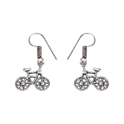 Carved Charm Dangler earrings (White) Cycle Charm Dangler earrings (Silver) Combo set