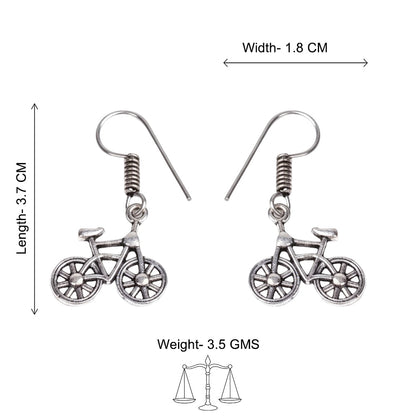 Royal Triple Bell Layered Jhumka Earring (Dark Maroon) Cycle Charm Dangler earrings (Silver) Combo set