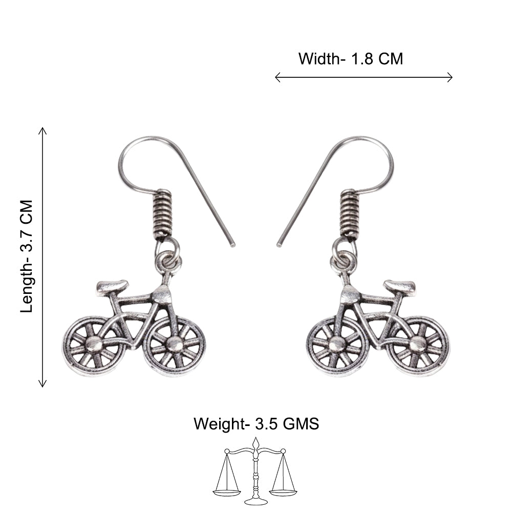 Royal Triple Bell Layered Jhumka Earring (Black) Cycle Charm Dangler earrings (Silver) Combo set