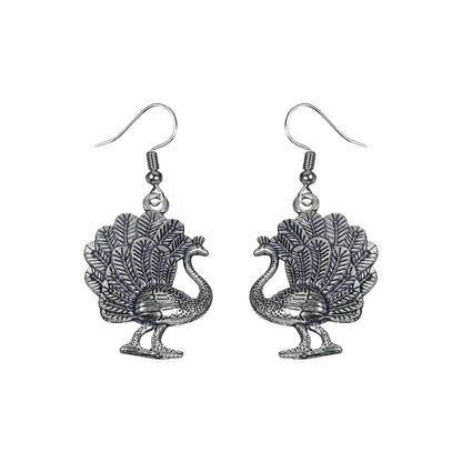 Carved Charm Dangler earrings (White) Morni jhumki dangler earrings (Silver) Combo set