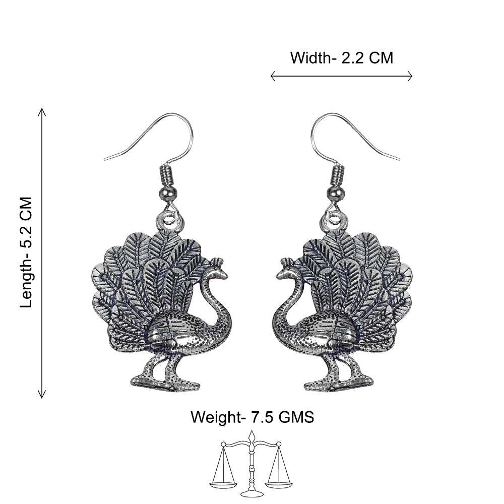 Carved Charm Dangler earrings (White) Morni jhumki dangler earrings (Silver) Combo set