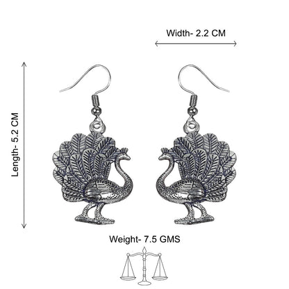 Carved Charm Dangler earrings (White) Morni jhumki dangler earrings (Silver) Combo set