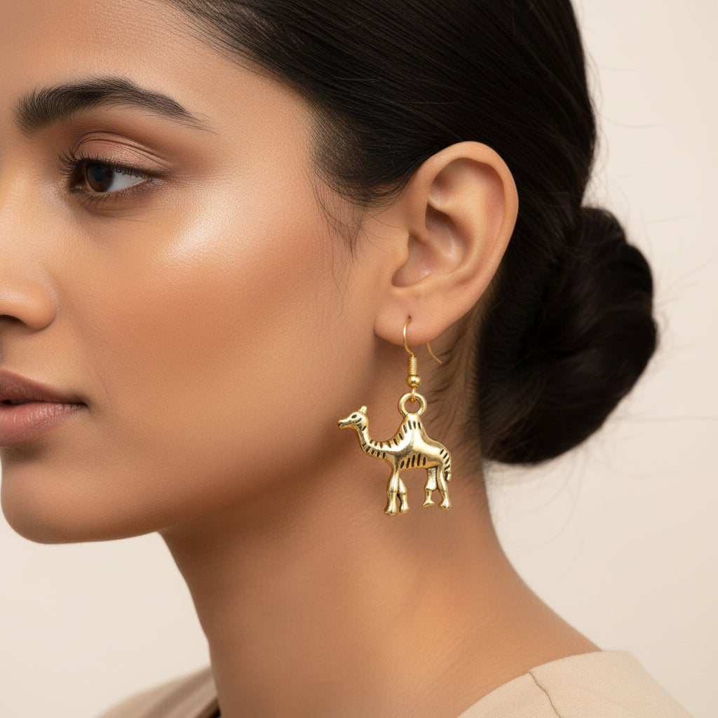 Carved Charm Dangler earrings (White) Camel dangler earrings Combo set