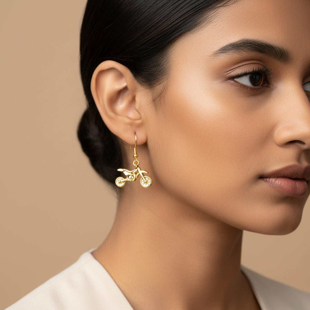 Carved Charm Dangler earrings (White) Biker Babe dangler earrings Combo set